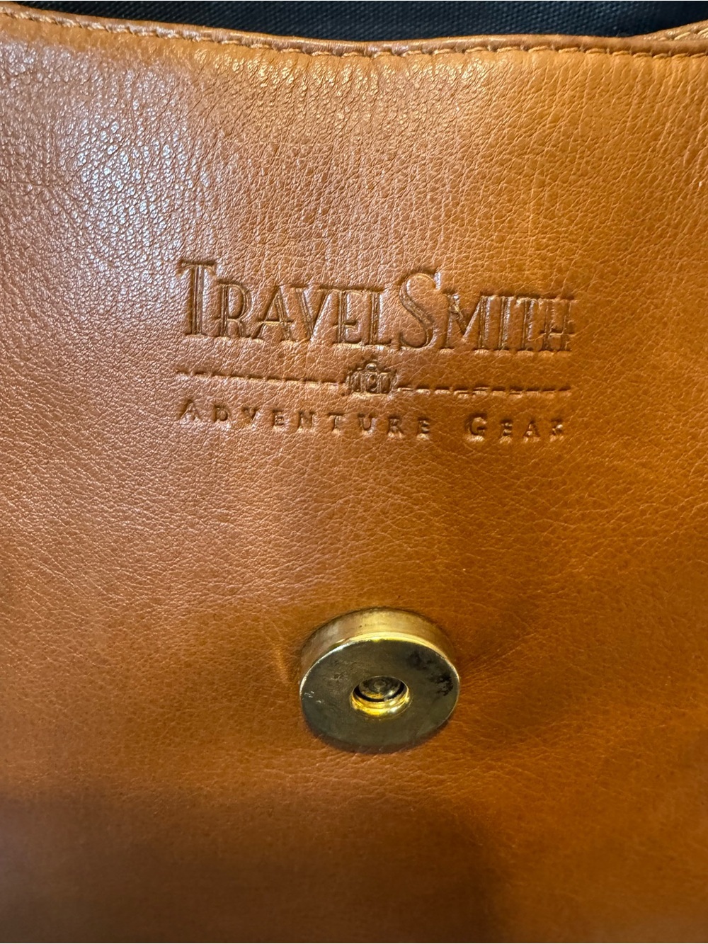 TravelSmith tan leather-trimmed black tote - Picture 10 of 11